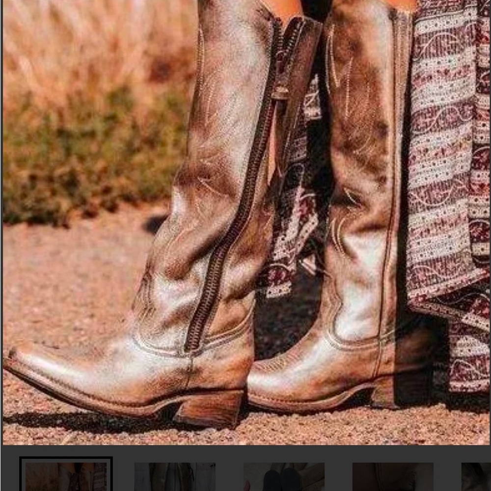Vintage Brown Leather Cowboy Boots